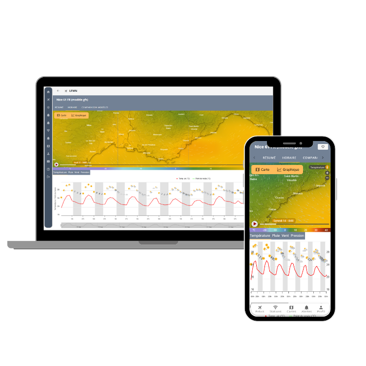 Visuel de l'application Previmeteo Airside Manager, services météo pour les opérations aéroportuaires