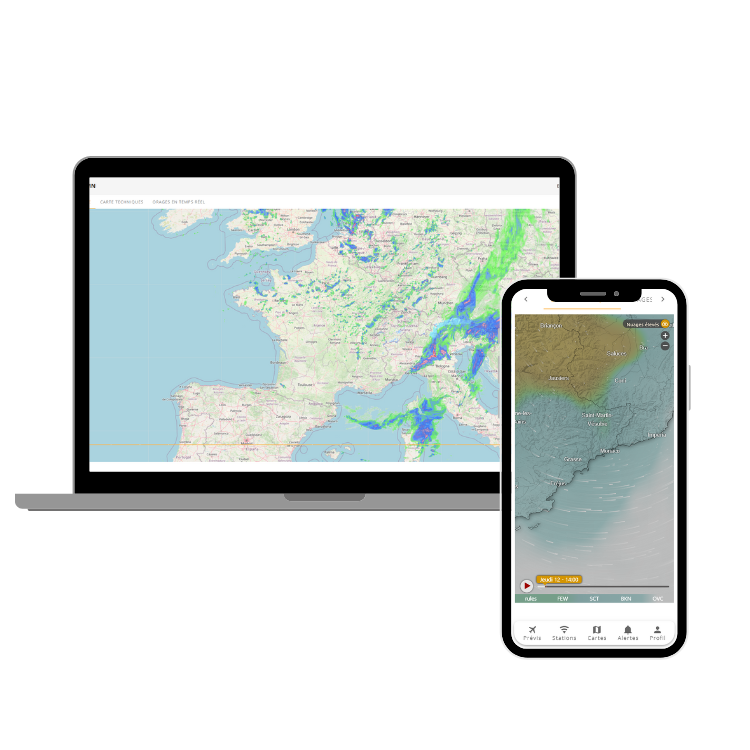 Visuel de l'application Previmeteo Airside Manager, services météo pour les opérations aéroportuaires