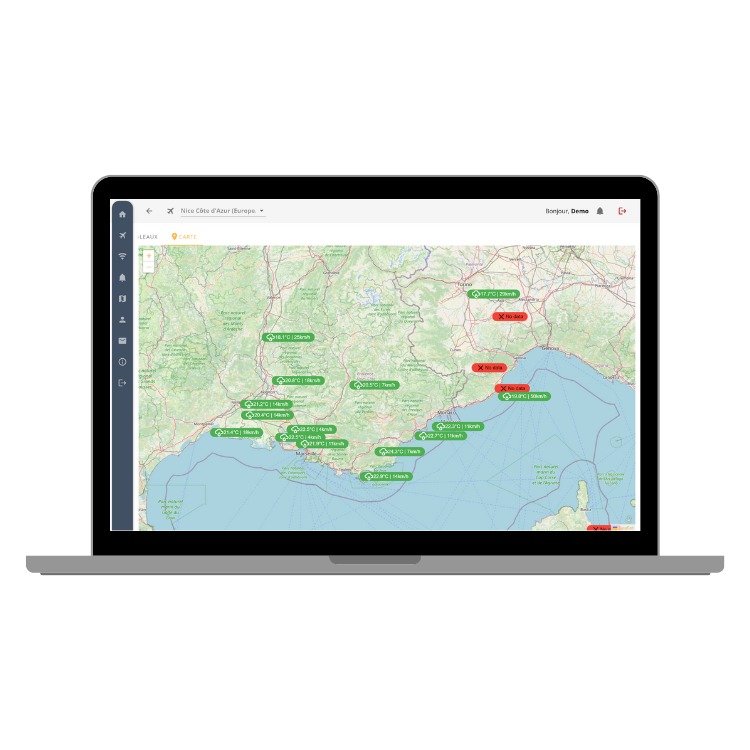 Visuel de l'application Previmeteo Airside Manager, services météo pour les opérations aéroportuaires